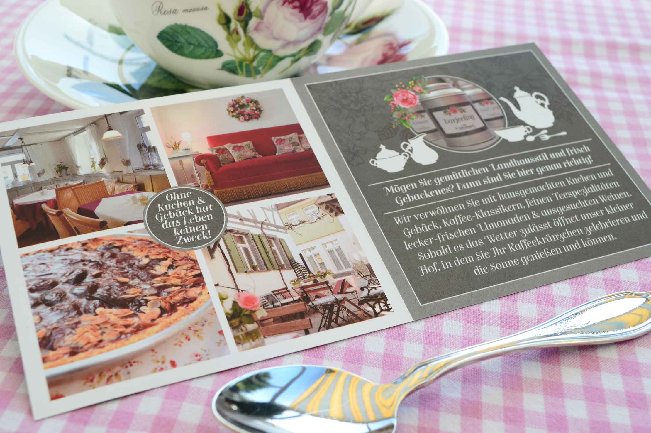 Gestaltung des Imageflyers für Café Würzburger durch Buero Maiwald Detailaufnahme des Flyers