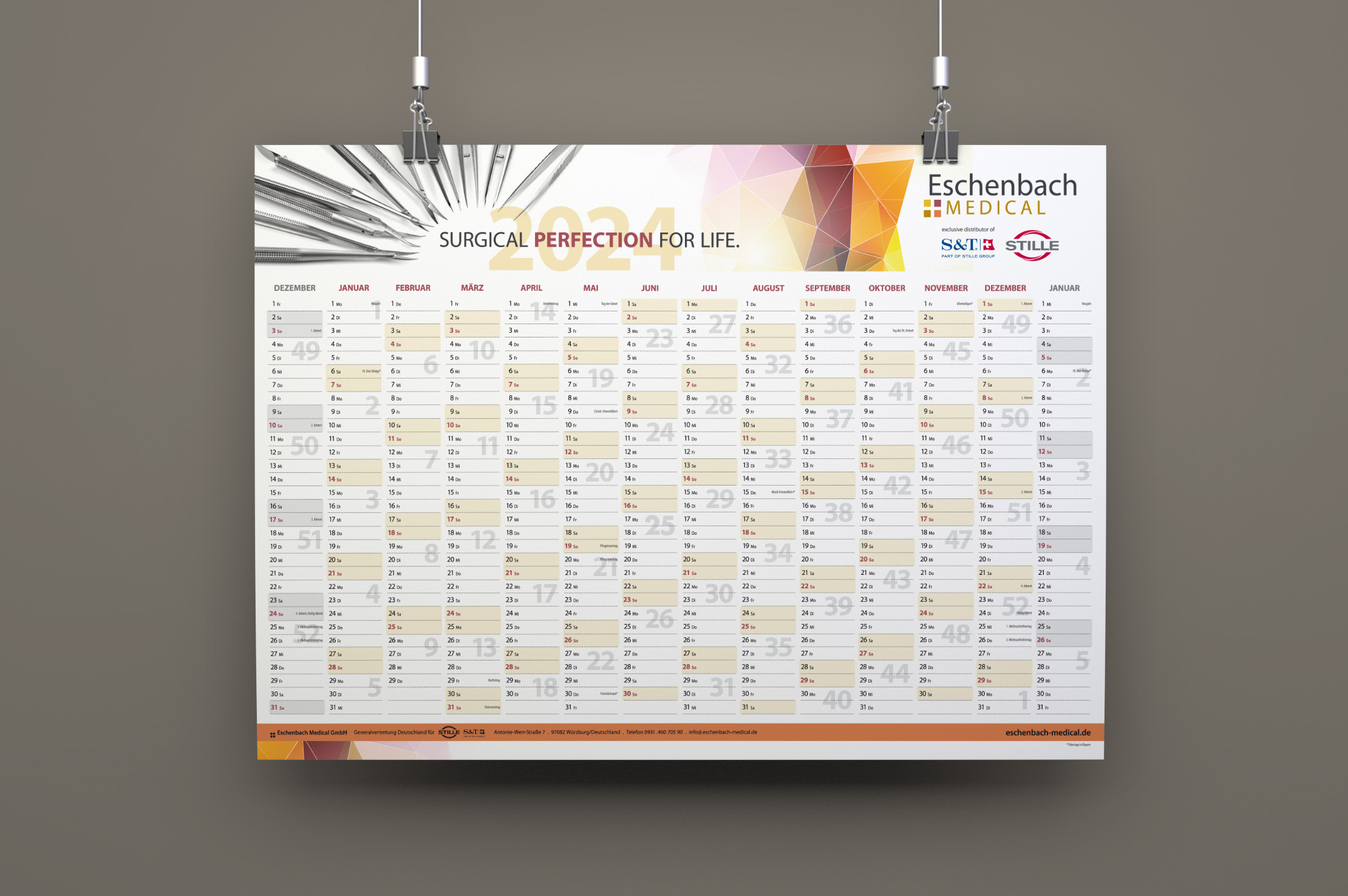 Gestaltung Wandkalender für Eschenbach Medical