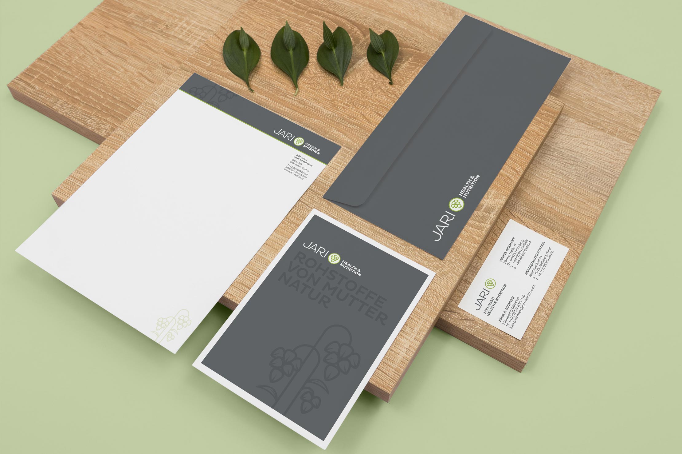 Corporate Design für Jari GmbH by Buero Maiwald Geschäftsausstattung designed by Buero Maiwald
