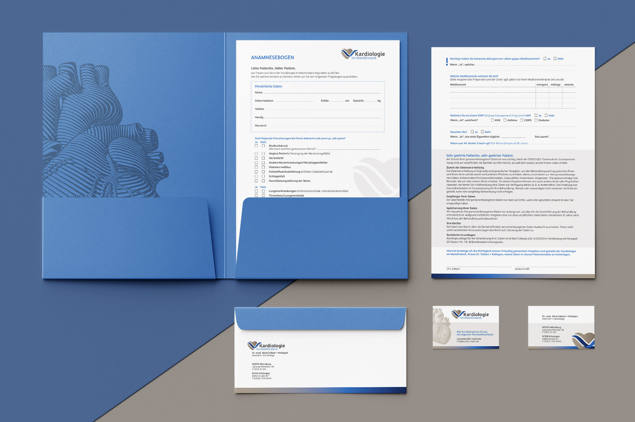 Corporate Design der Geschäftsausstattung by Buero Maiwald Gestaltung der Mappe mit Anamnesebögen
