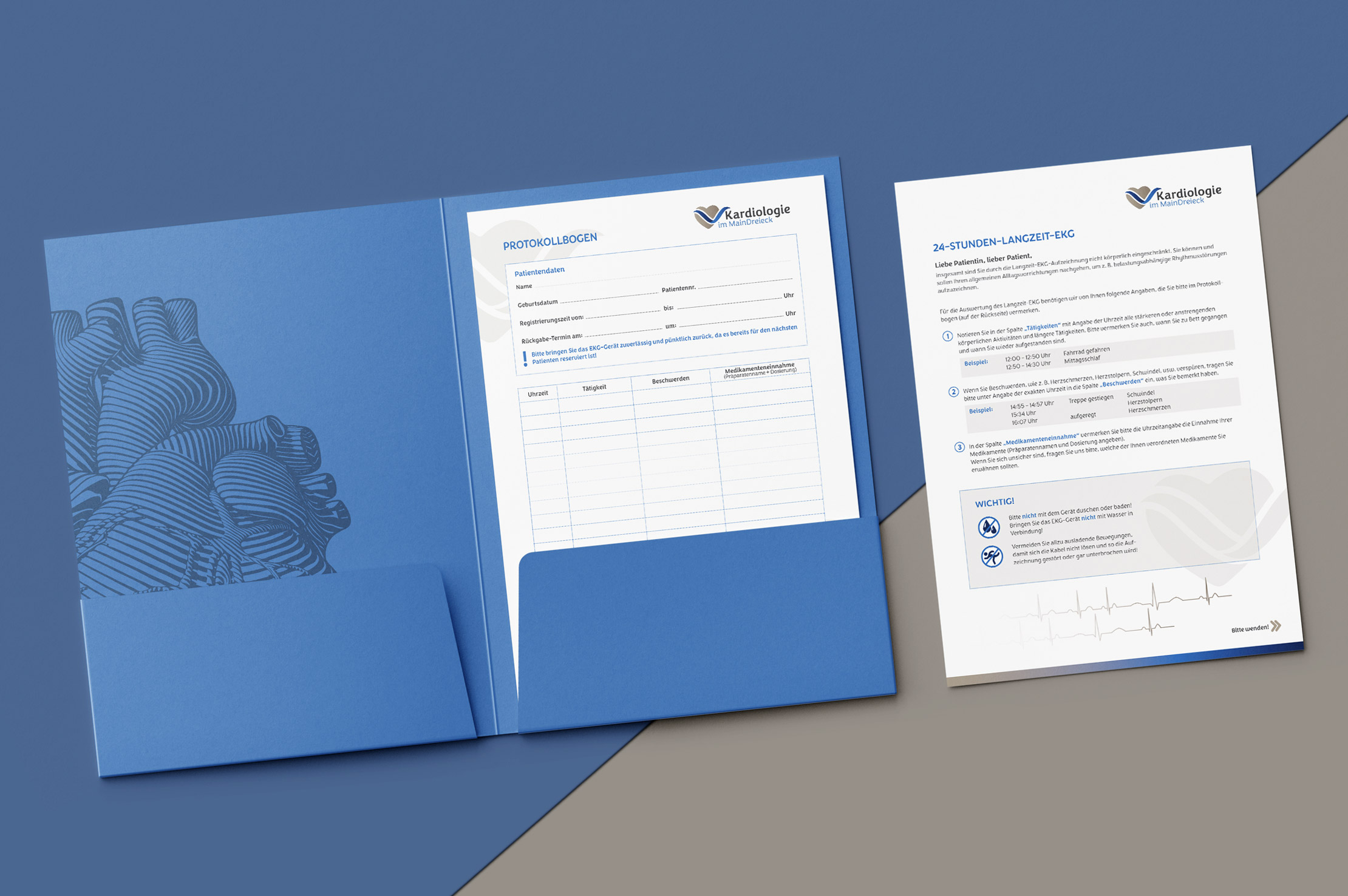 Corporate Design der Geschäftsausstattung by Buero Maiwald Gestaltung Patientenbogen Langzeit-EKG