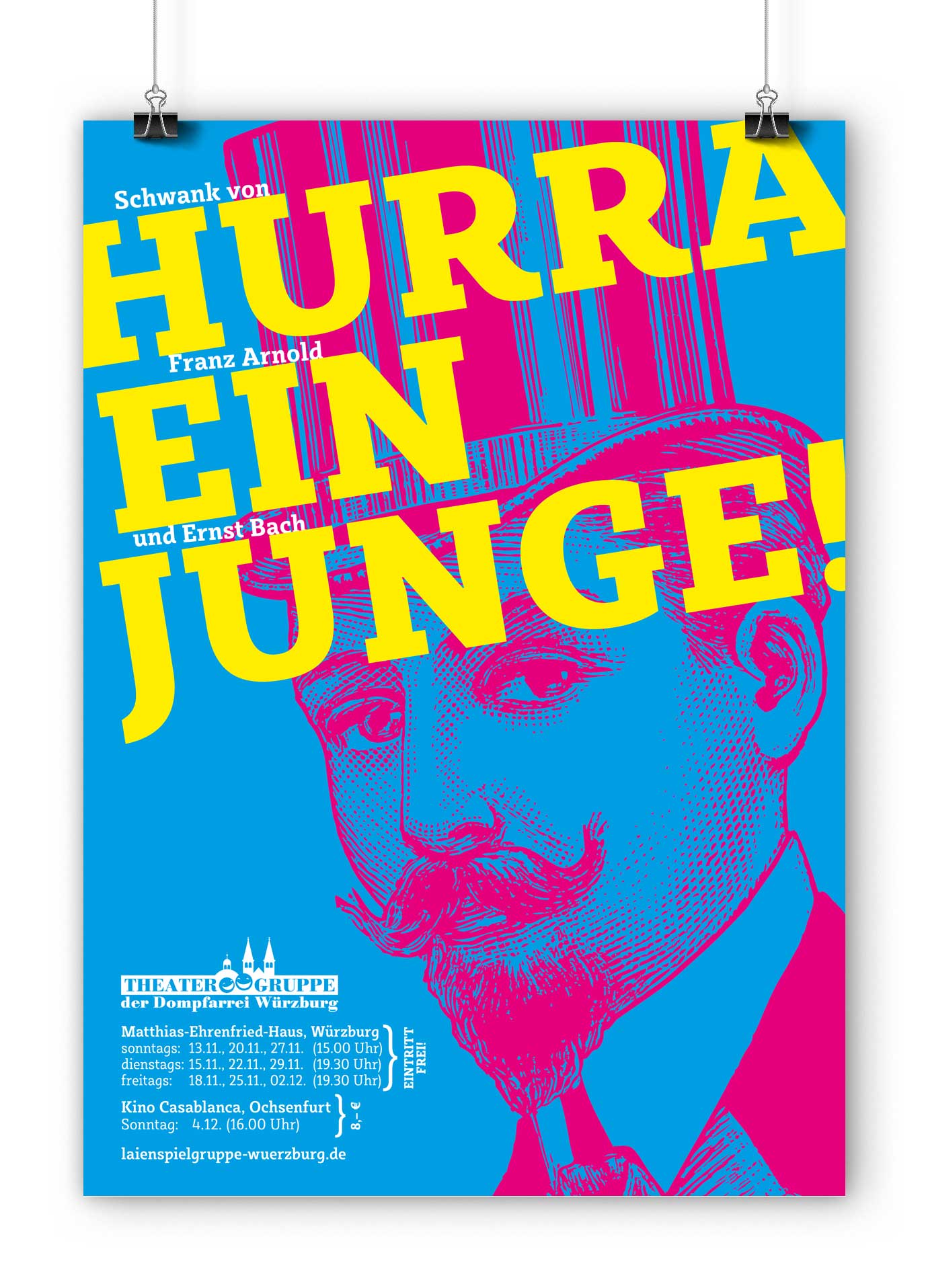 Theaterplakat: Hurra, ein Junge!