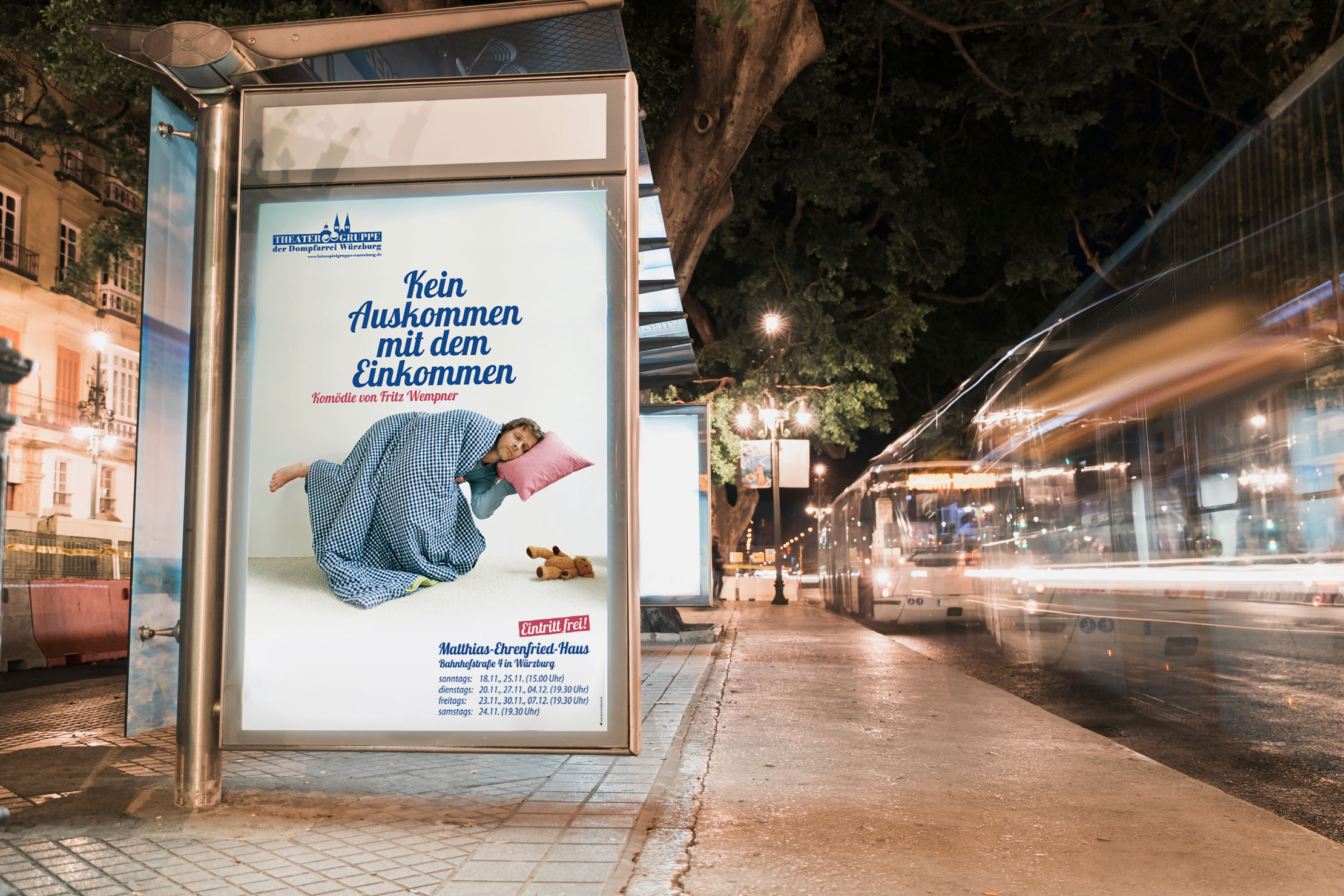 Plakat-Leuchtwerbung Bushaltestelle