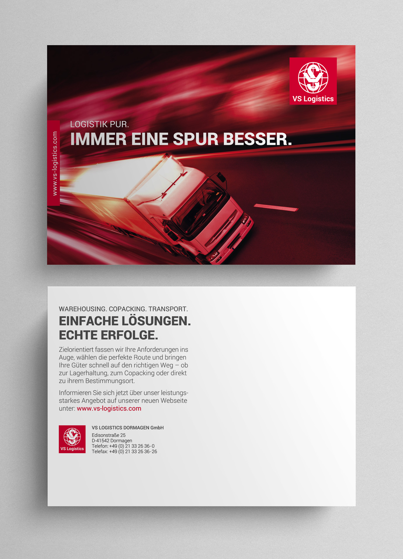 VS Logistics Würzburg Gestaltung Postkarte Mailing by Buero Maiwald