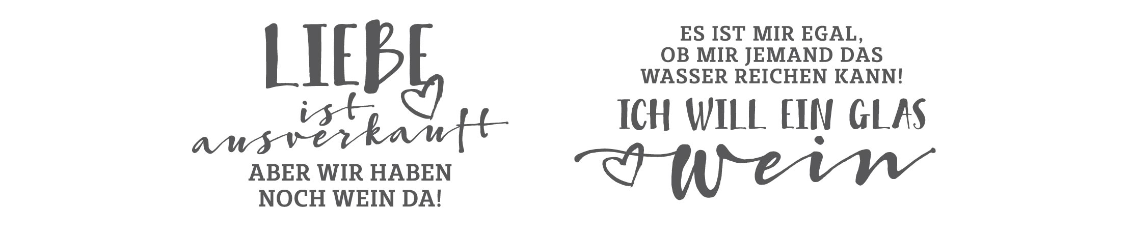 Layout und Typografie der Sprüche für Weingläser