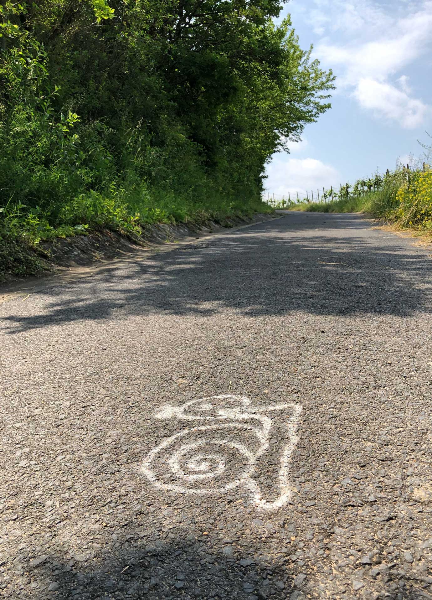 Wegmarkierung auf dem Willis Schneckenweg in Sommerhausen